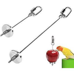 2 Pcs En Acier Inoxydable Perroquet Nourriture Brochette Porte De Fruits Viande Nourriture Bâton Support Pour Cages Oiseau Jouets Pour Animaux De Compagnie - Neuf