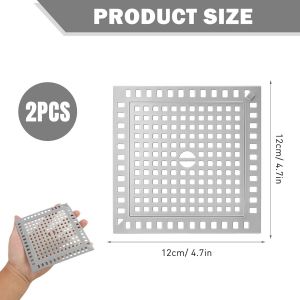 2 x Square Shower Drain 120 mm x 120 mm,Shower Drain Cover for Bathroom Floor Drain Filter,Stainless Steel Hair Catcher - Neuf