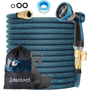 Ulteronixshop-Tuyau d'arrosage extensible de 45 m ou 60 m, tuyau d'arrosage flexible avec tissu extra r&eacute;sistant, avec buse de pulv&eacute;risation &agrave; 10 motifs, tuyau extensible l&eacute;ger et &eacute;tanche pour arroser - Neuf