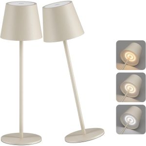 Subzonal-Lampe De Table &Agrave; Batterie Led Dimmable Beige Avec 6000mah, Lampe De Table Ext&eacute;rieure En Aluminium Blanc Chaud Rechargeable (2700k-6000k) Ip54, Jardin, Bureau (2 Pi&egrave;ces) - Neuf