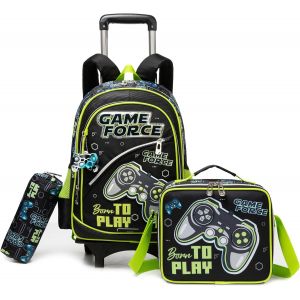 KALSC-Cartable A Roulette Garçon Sac À Dos Avec Roulettes Cartable A Roulette Garçon Primaire Sac À Lunch Trousse - Neuf