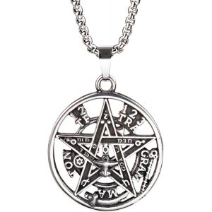 Kal-Collier &Eacute;pais Homme Grande Cha&icirc;ne En Acier Inoxydable Cha&icirc;ne Celtique &Eacute;paisse Vintage Pendentif Croix Symbole Nordique Bijou Amulette Protection Long 60 Cm - Neuf