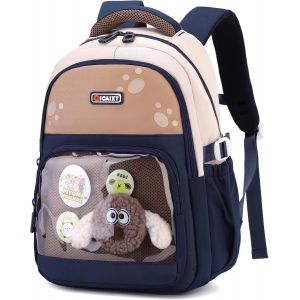 Kalsc-Sac À Dos Pour Enfants,Respirant Cartable Primaire Garcon De 6 À 9 Ans,Imperméable En Nylon Sac D'école Pour Garcons Maternelle Avec Ours Mignon Et Badges - Neuf