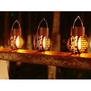 Lot de 4 lampes solaires LED à flamme vacillante pour décoration extérieure suspendue - Neuf