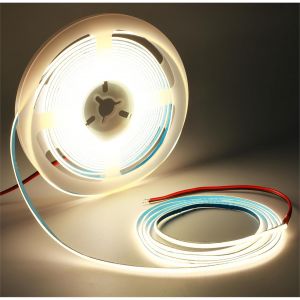 Ruban Led 12v Cob, 3mm De Large Ultra Fin, Bande 5m 384 Leds/M Total Lumière Néon Blanc Naturel 4000k Pour Fête, Comptoir, Étagère, Décoration Intérieure - Neuf