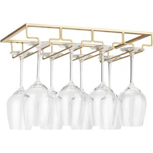 Sjzg-Support M&eacute;tallique Pour Verres &Agrave; Vin Installable Sous Un Placard, 4 Rang&eacute;es, Dor&eacute; - Neuf