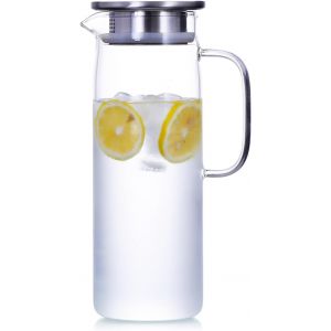 Carafe En Verre &Eacute;l&eacute;gante Avec Couvercle Inox 2l - Neuf