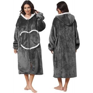 Ulteronixshop-Couverture confortable avec manches et capuche, couverture portable, couverture longue avec fermeture &eacute;clair, pull portable surdimensionn&eacute; pour unisexe - Neuf