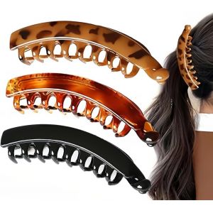 Asas-3 Pcs Pinces À Cheveux Banane Pour Femme,Coiffure Cheveux Épais Banana Clip,Rétro Jolies Pinces Cheveux Classique Accessoires,Pinces Banane Pour Cheveux Fins,Pince À Cheveux Banane,Pinces - Neuf