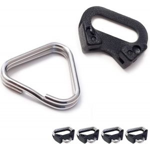 Jeu de bagues Fendues avec Capuchon de Protection pour Fixer Les Sangles d'appareil Photo- 4 pièces- Forme Triangulaire en Acier Inoxydable- Convient aux appareils Photo DSLR SLR et compacts - Neuf