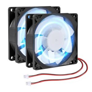 KALANKA-Lot de 2 ventilateurs 80 x 80 x 25 mm 80 mm / 3,15 pouces pour ventilateur CC 5 V 80 x 80 x 25 mm 2 broches 8025 LED bleues refroidissement sans balais DC 8 cm pour boîtier PC - Neuf