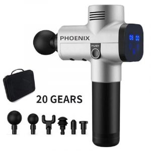 Phoenix A2 Pistolet De Massage Relaxation Musculaire Masseur De Tissus Profonds Vibrateur Dynamique Dos Portable Affichage Portatif Pistolet De Massage Fascia-Lcd-6 Têtes Argent - Neuf