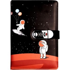 Journal En Cuir Pu Écriture Carnet(Univers Planète), A5 Journal Intime Enfant, Cahier Journal Bloc-Notese Pour Bureau Scolaires Étudiant Papeterie Cadeau D'anniversaire, 210x145mm - Neuf
