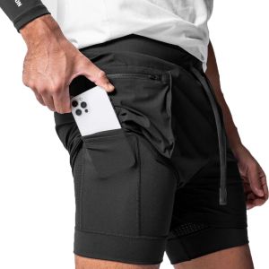 Jexnovashop-Compression Shorts De Sport 2 En 1 Respirant Pour Homme Short De Course Avec Compression Doublure Course &Agrave; Pied L&eacute;ger S&eacute;chage Rapide Running Jogging Fitness Short Avec Poches Zipp&eacute;es - Neuf
