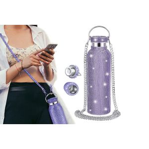 Bouteille D'eau Isotherme En Acier Inoxydable De 500 Ml Avec Strass Et Cha&icirc;nette - Neuf