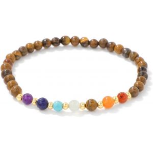 Eryi-Bracelet Chakra Pour Femme, Élastique Bracelet 7 Chakras Pierre Naturelle 4mm Naturelle Bracelets Perles Bracelets Pierres Naturelle Pour Femme Fille - Neuf