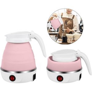 Bouilloire Électrique En Silicone, 220v Rose Bouilloire Pliable, 0.6l Bouilloire De Voyage, Mini Bouilloire Portable Avec Fond En Acier Inoxydable, Pour La Randonnée En Plein - Neuf