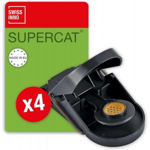 KALANKA-Piège à Souris SuperCat | Efficace + Réutilisable avec Appât au Beurre de Cacahuète | Capture Rapide | Utilisation Intérieure et Extérieure | 4 Pièges - Neuf