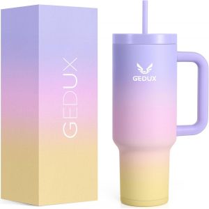 Gourde Avec Paille 1,2 L, Gobelet Isotherme Avec Anse Anti-Fuite, Double Paroi D'isolation Sous Vide, Gobelet Isotherme Avec Paille, Couvercle Prot&eacute;g&eacute; Contre Les &Eacute;claboussures (Violet) - Neuf