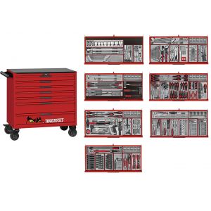 Servante d'atelier rouge professionnelle 7 tiroirs - Midi master set - 595 outils Teng Tools TKW37R595T - Neuf