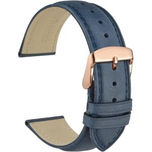 Kal-19mm Vintage Bracelet De Montre En Cuir Avec Boucle Dorée Rose (Bleu) - Neuf