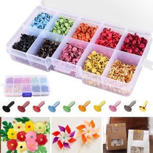 Mevronisshop-Attache Parisienne Mini Brads 1000pcs M&eacute;tal Ronde Brads 4.5x8mm M&eacute;tal Attaches Broches Fendues Antirouille Und S&ucirc;r Pour I'&eacute;cole Le Bureau Les Lettres Les Travaux Manuels Scrapbooking - Neuf