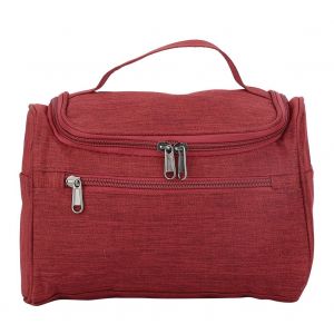 Sac de rangement portable pour outils cosmetiques, pinceaux de maquillage, rouge a levres, articles de toilette, sac organisateur, rouge vin - Neuf