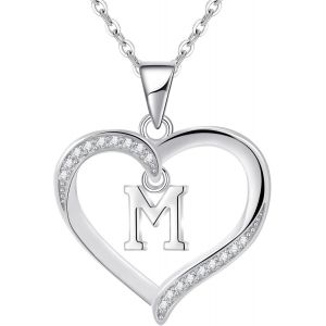 Kalanka-Pour Femme En Argent Lettre Initiale A-Z Coeur Collier Personnalisé Prénom Initial Collier Bijoux Femme Argent Cadeau Pour Anniversaire Fête Des Mères Saint Valentin - Neuf