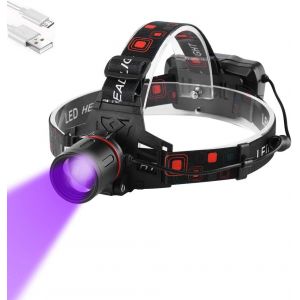 Lampe Frontale Uv Rechargeable, Lampes Frontales À Lumière Ultraviolette 395-400nm Violet Blacklight Lampe Frontal Pour La Chasse Aux Scorpions, Fuites Automatiques De Cvc D'huile, Pêche - Neuf