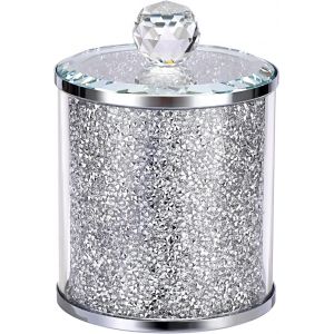 Cmws-1 Bo&icirc;te De Rangement En Forme De Diamant &Eacute;cras&eacute; Avec Couvercle &iquest; R&eacute;cipient En Verre &Eacute;tincelant Pour Sucre, Caf&eacute;, Th&eacute;, Bonbons, D&eacute;coration Moderne De Comptoir De Cuisine - Neuf