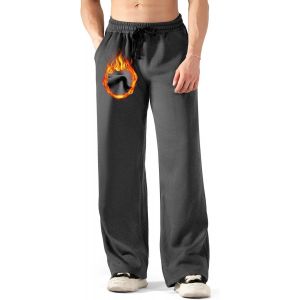 Jexnovashop-Pantalon Jogging Homme Pantalons De Sport Baggy Large Droite Survetement Hiver Chaud Doux Doublé Polaire Coton Hiver Ample Décontracté Taille Elastique Casual Sport Pants Avec Poches Xs-5 - Neuf