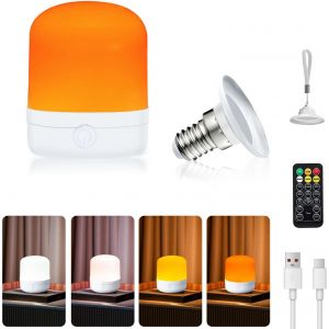 Kal-1 Pcs E14 Ampoule Led, Batterie Rechargeable Type C Ampoule Avec 4 Couleurs, Télécommande Avec Minuterie Dimmable, Cordon De Lampe D'urgence Adapté Pour Le Camping - Neuf