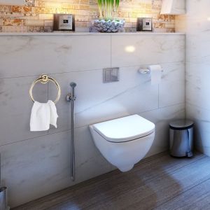 HJLIAN Porte-serviettes mural en acier inoxydable dore avec crochet pour salle de bain, hotel - Neuf