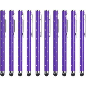 10pcs Glitter Rhinestone Stylus Pens for Touch Screens Universal Metal Capacitive Pen for Phone All Capacitive Touch Screen Device, Purple - Neuf