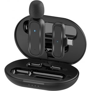 Micro Cravate Sans Fil,Gimpro Mc1(C) 2.4Ghz¿Type-C&Usb¿Mic Lavalier Avec 3 Mode Denoise Et Étui De Chargement Pour Téléphone Andriod Vlog Live-Streaming Youtube,Micro-Cravate-Sans-Fil-Smartphone - Neuf