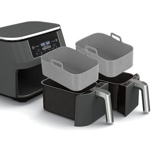 Lot de 2 pots en silicone pour panier de friteuse &agrave; air Ninja DZ201 - Gris - Neuf