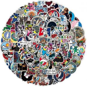 Rock musique bande dessin&eacute;e ours autocollants, autocollants en vinyle imperm&eacute;able &agrave; l'eau autocollants autocollants pour ordinateur portable bouteille d'eau pare-chocs bagages ordinateur planc 100 pcs - Neuf