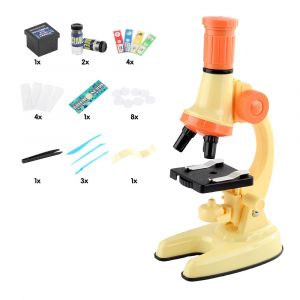 Kit microscope pour enfants avec grossissement 1200x, lumi&egrave;re LED et accessoires - Neuf