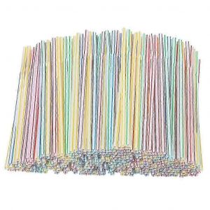 300 pièces pailles en plastique 8 pouces de long multicolore rayé litable - Neuf