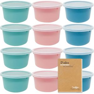 Chenquansarl-Ensemble De Récipients En Plastique De Qualité Alimentaire, Ronds, Réutilisables Sans Bpa, Avec Couvercle, Pour Lave-Vaisselle Micro-Ondes Et Congélateur, (Rose Vert Et Bleu, 12 X 0,3 L) - Neuf