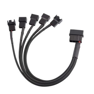 Molex 4 Broches vers 5 x 3 Broches/4 Broches PMW 12V C&acirc;ble Adaptateur d'alimentation du Ventilateur du bo&icirc;tier du PC,3 Broches ou 4 Broches (connecteur PWM) vers Le r&eacute;partiteur du Ventilateur - Neuf