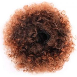 Puff Afro Courtes Fris&eacute;es En Brun Fonc&eacute; - 2 Pi&egrave;ces De Cheveux Clip-On Relativement Naturel - Neuf