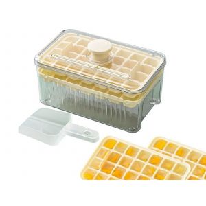 Machine &Agrave; Gla&ccedil;ons 56 Compartiments Avec Bo&icirc;te De Rangement Et Pelle &Agrave; Gla&ccedil;ons - Jaune Clair - Neuf