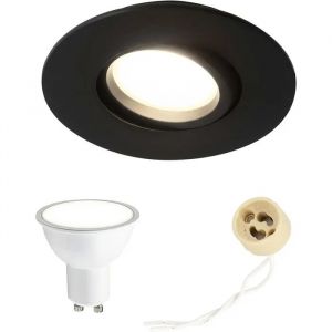 Spot Encastrable - Edo Solutions - Edo777861 - Poli Noir &Oslash;95 Mm - 5,5 W 4000k - Orientable Ip44 - Neuf