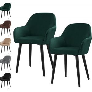 ERSHI-Lot de 1 ou 2 housses de chaise extensibles en velours universelles amovibles et lavables pour cuisine, salle à manger, banq[225] - Neuf