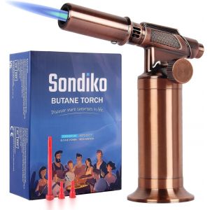 Eryi-Chalumeau Au Butane, Chalumeau Rechargeable À Grande Flamme En Métal, De Qualité Supérieure, Avec Flamme Réglable Et Résistante Au Vent Pour La Cuisine Et Le Barbecue (Gaz Butane Non Inclus) - Neuf