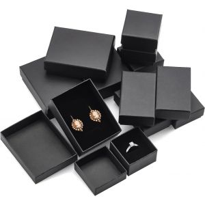 Trahoo-12 Pcs Boîte À Bijoux Boîte Cadeau En Papier Noir Boîtes À Bijoux En Papier Boîte À Bijoux Carton Kraft Boîte-Cadeau De Bijoux Boîte À Bagues Pour Boucles D¿Oreilles,Colliers,Bracelets Et Bagu - Neuf
