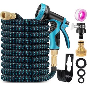 Ulteronixshop-Tuyau r&eacute;tractable de 30,5 m avec raccord de 1,9 cm, 1/2 et adaptateur de 16 mm &iquest; 10 pistolets &agrave; eau pour jardin, voiture, animaux domestiques - Neuf