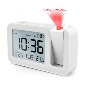 R&eacute;veil &eacute;lectronique silencieux &agrave; projection multifonction avec calendrier, affichage de la temp&eacute;rature et r&eacute;veil pour &eacute;tudiants - Neuf