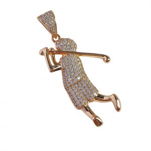 Etoilier Pendentif Hip Hop Femme Homme En Alliage Avec Zircon Cubique, Charme Golf Swing Design Entièrement Pavé De Cristaux, Collier Élégant Pour Quotidien, Soirée Et Vacances - Neuf